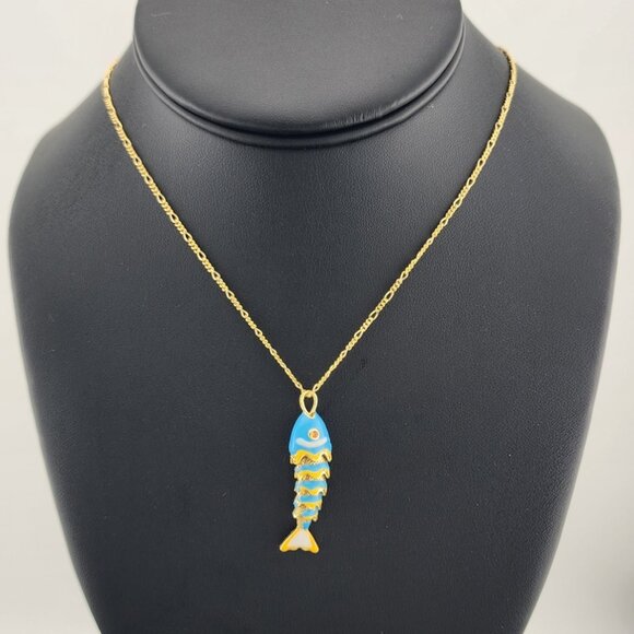 Catch of the Day: Blue Fish Necklace – Brand New - Picture 1 of 8